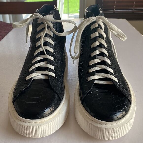 LEMAJ RAYMON Men’s Black Leather Sneakers Size 10. Made in Italy - Picture 2 of 9